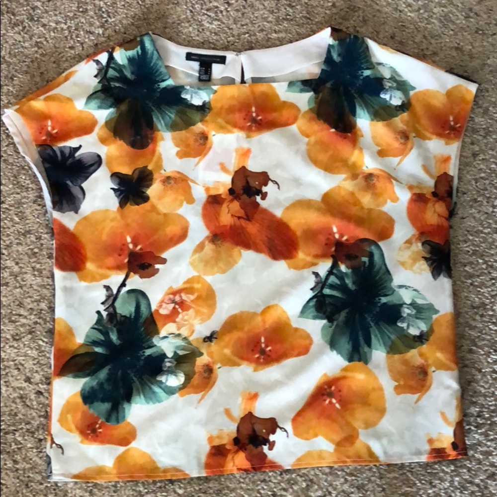 Mango Floral Blouse - Orange and Green